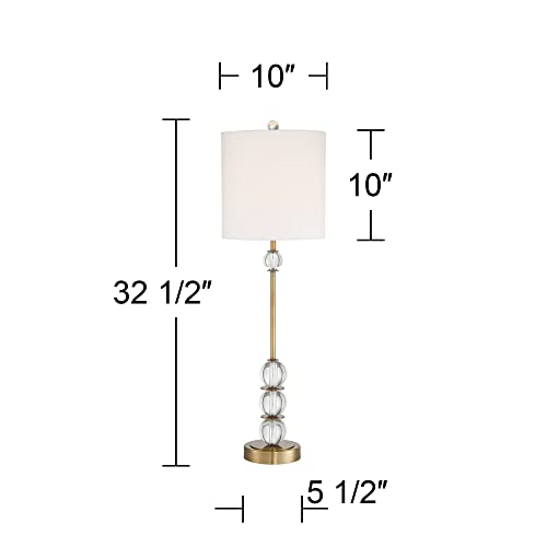 32 1 2" Large Buffet Table Lamp Gold Halston Brass Crystal Skinny