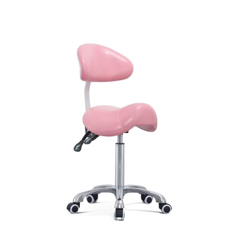 Saddle Stool Rolling Chair with Back Support