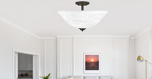 25002-65-1 Replacement Alabaster Glass shade for Flush Mount or Semi-Flush Mount, 1/2" Center Hole, 11-1/2" Diameter x 4" Height