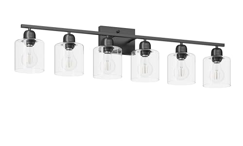 Black 6 Light Bath Vanity Lights for Mirror