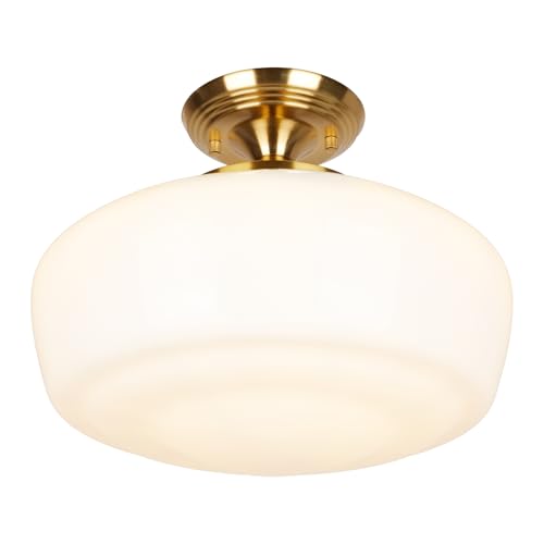 Large Schoolhouse Style Semi Flush Mount Ceiling Light Fixture