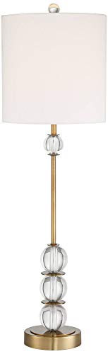 Halston 32 1 2" Large Buffet Table Lamp Brass USB Dimmer Modern Cord