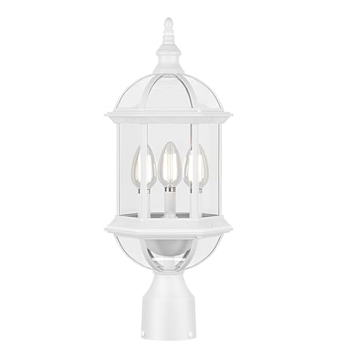 3 Light Outdoor Post Lights White Lamp Post Light Fixture