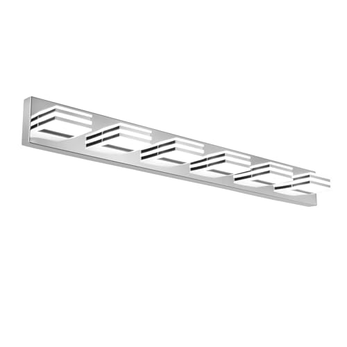 Modern Bathroom Light Fixtures 6 Light LED Vanity Lighting Bar 41 Inch Wall Lights above Mirror 36W Mirror Light Fixtures Chrome Bath Lamps 6000K Restroom Sink Light Long Vanity Sconces Lights (6 Count)