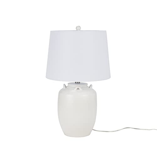 Home 24" White Farmhouse Ceramic Pottery Jug Table Lamp for Bedside Table