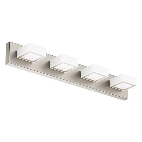 Brushed Nickel Bathroom Vanity Lights 30inch Metal Acrylic LED Modern Bathroom Wall Lighting Fixtures Over Mirror Brushed Nickel