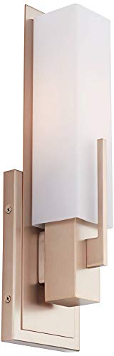 Midtown 15" High White Glass Burnished Brass Wall Sconce Light Fixture