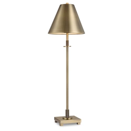 Nexum Antique Brass Modern Metal Buffet Table Lamp with Tapered Metal Shade