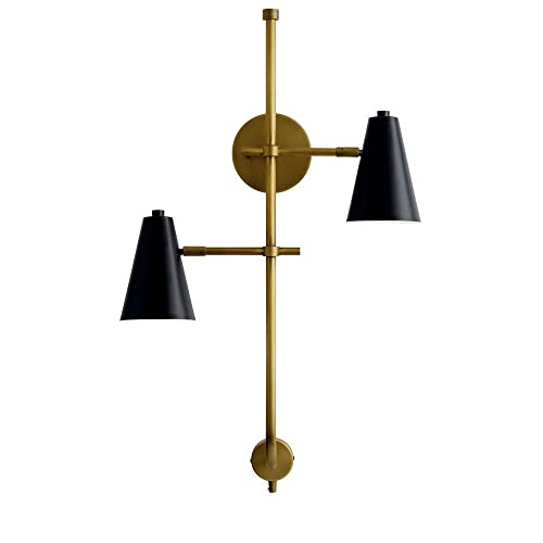Sylvia 2 Light Wall Sconce in White and Natural Brass