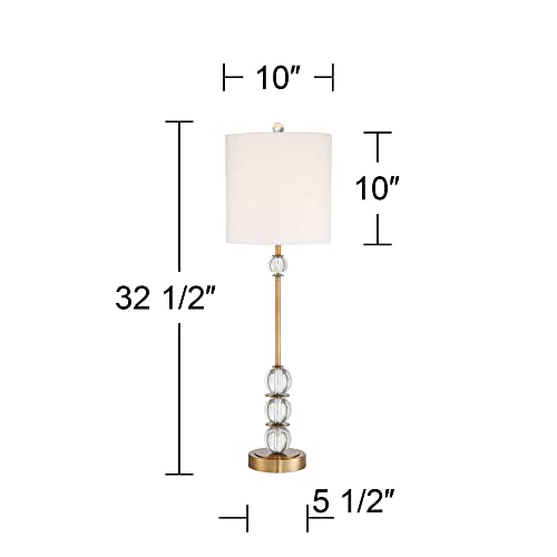 Halston 32 1 2" Large Buffet Table Lamp Brass USB Dimmer Modern Cord