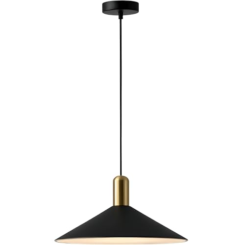 Farmhouse Matte Black Dome Pendant Light 13.8” Large Barn Hanging Light