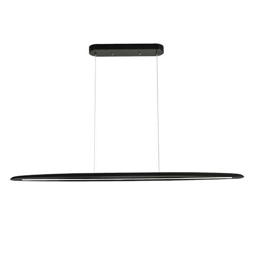39" Wood LED Linear Pendant Light Black Linear Pendant Dinning Room Hanging Lights LED Dimmable Chandeliers 24w for Dining Room Pool Table Lights Kitchen Island Light Black