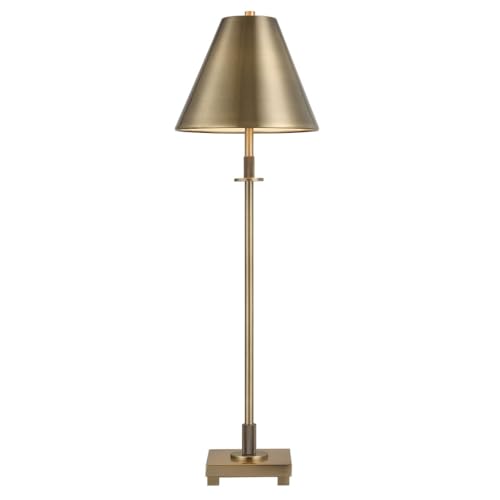 Nexum Antique Brass Modern Metal Buffet Table Lamp with Tapered Metal Shade
