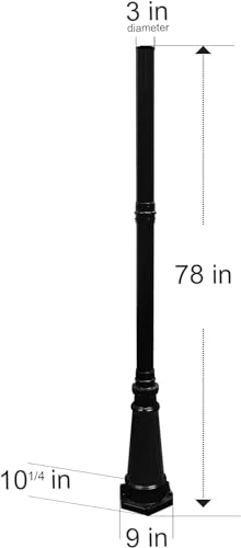 Imperial III Lamp Post for Outdoor Solar Post Light with 3" Fitter Mount