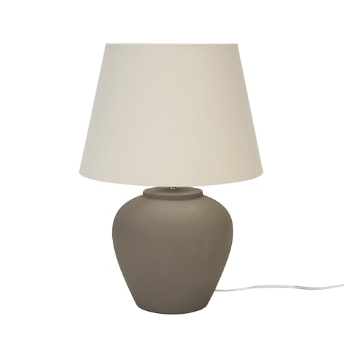 Home 20" Brown Matte Ceramic Table Lamp with Fabric Shade