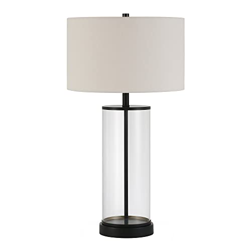 28" Tall Table Lamp with Fabric Shade in Blackened Bronze