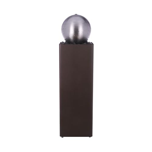 CPS188 Indoor Outdoor Modern Metal Orb Water Floor Fountain with River Rock Stone for Patio