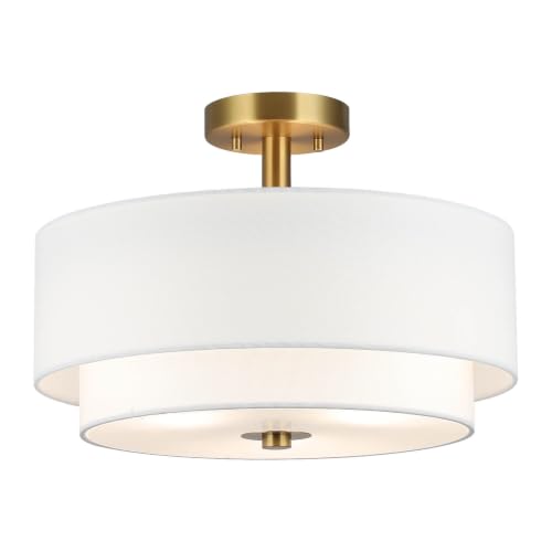 16" Drum Semi Flush Mount Light for Living Room