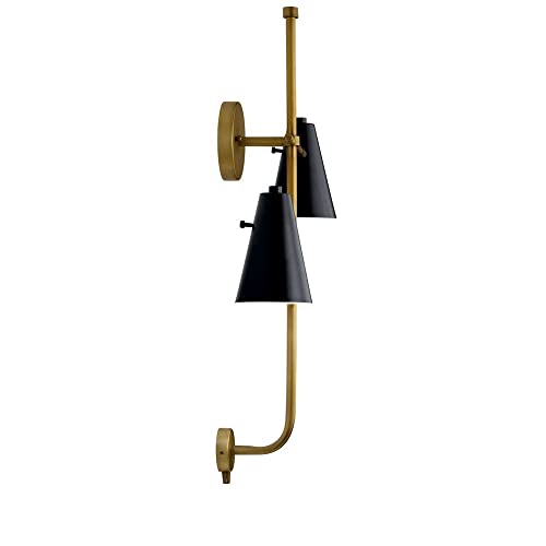 Sylvia 2 Light Wall Sconce in White and Natural Brass