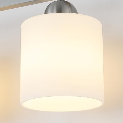 Stainless Steel Milk Glass Vanity Lights for Bathroom