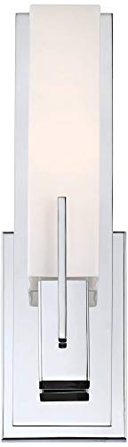 Midtown 15" High White Glass Chrome Modern Wall Mount Sconce Light Fixture