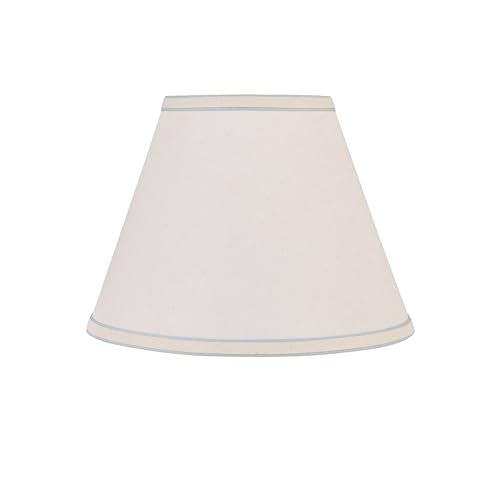 58881A Transitional Empire Shape Uno Construction Lamp Shade in Ivory Powder with Blue Trim