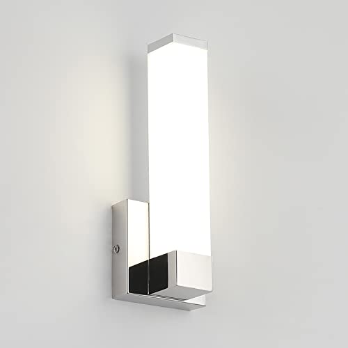 Chrome Wall Lights for Bedroom Modern Indoor LED Hallway Sconces Corner Light 12" Inch Height 12W 4000K Bedside Stair Sconces Wall Lighting Lamps 110V AC