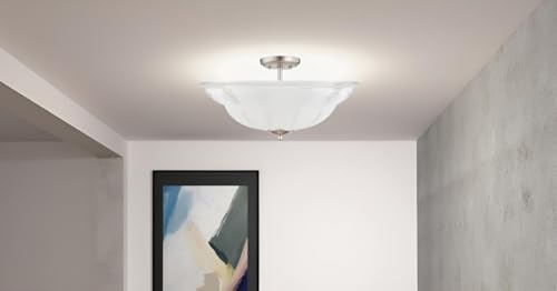 25004-68-1 Replacement 2-Tone Clear & Sandblasted Glass shade for Flush Mount or Semi-Flush Mount, 1/2" Center Hole, 11-3/4" Diameter x 3-7/8" Height