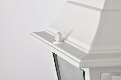 60/546, Outdoor Outdoor Post Lantern Light Fixture, White, Clear Glass
