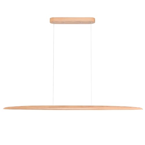 39" 24W Wood LED Linear Pendant Light Fixture Led Dining Room Light Dimmable Hanging Light Fixture for Dining Room Kitchen Island Pool Table Lights Natural Wood Color
