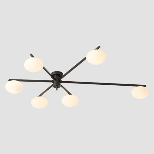 6 Light Semi Flush Mount Ceiling Sputnik Chandelier Black Matte