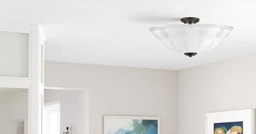 25004-68-1 Replacement 2-Tone Clear & Sandblasted Glass shade for Flush Mount or Semi-Flush Mount, 1/2" Center Hole, 11-3/4" Diameter x 3-7/8" Height