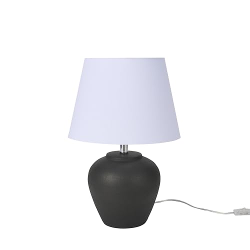 Home 20" Black Matte Ceramic Table Lamp with Fabric Shade