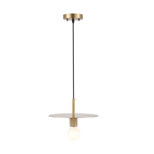 Modern Pendant Lighting Gold Farmhouse Pendant Light 11.81" Brushed Brass Dome Industrial Mid Century Knurled Texture Hanging Lamp Ceiling Light Fixture Kitchen Island Dinning Room Bedroom
