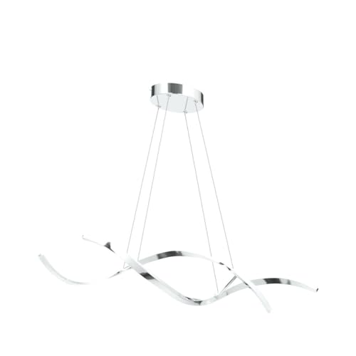 Dining Room Light Fixtures Over Table,Dimmable36 Chrome LED Light | Modern Wave LED Chandelier for Kitchen Island, Dimmable Pendant Light with Adjustable Hanging Wire and Premium Chrome Finish