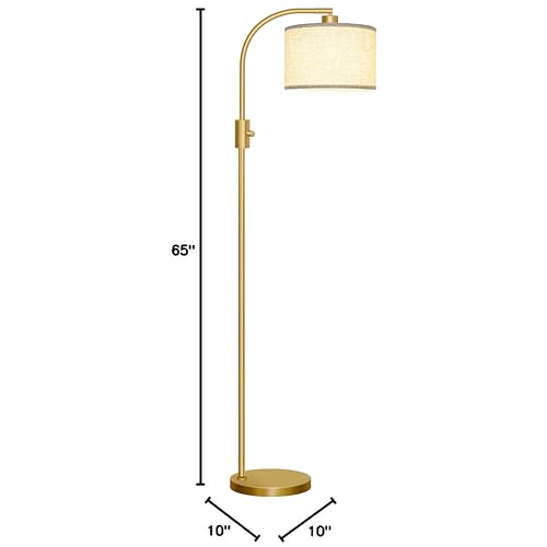 Upgraded Modern Arc Dimmable Tall Standing Floor Lamp with Linen Shade