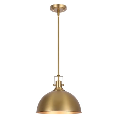 13 Inch Brushed Gold Metal Pendant Light Kitchen Island