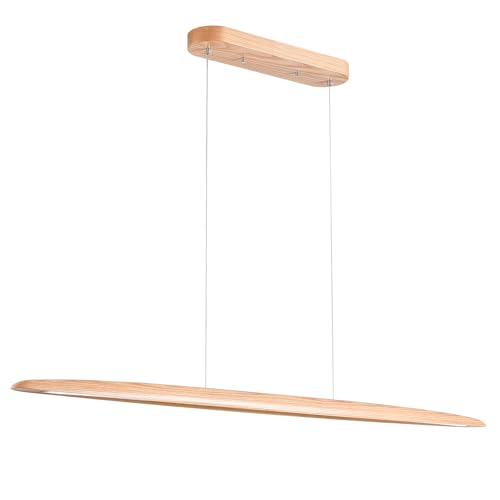 51" 36W Wood LED Linear Pendant Light Fixture Led Dining Room Light Dimmable Hanging Light Fixture for Dining Room Kitchen Island Pool Table Lights Natural Ash