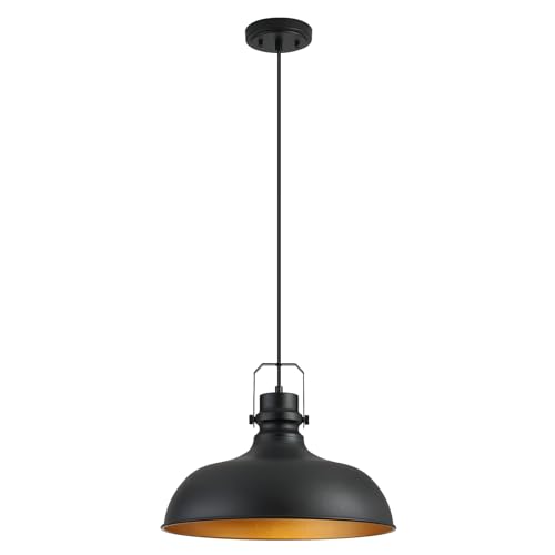 Black Farmhouse Pendant Lights for Kitchen Island 16 Inch