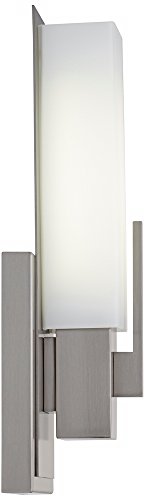 Midtown 15" Nickel and White Glass Modern Wall Sconce Light Fixture