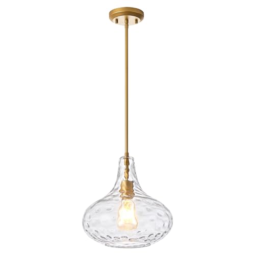 11" Clear Hammered Glass Pendant Light