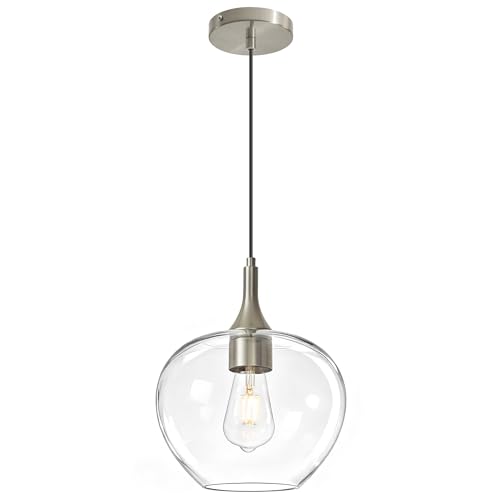 9.45in Nickel Pendant Lights Kitchen Island with Clear Glass Shade 1Pack