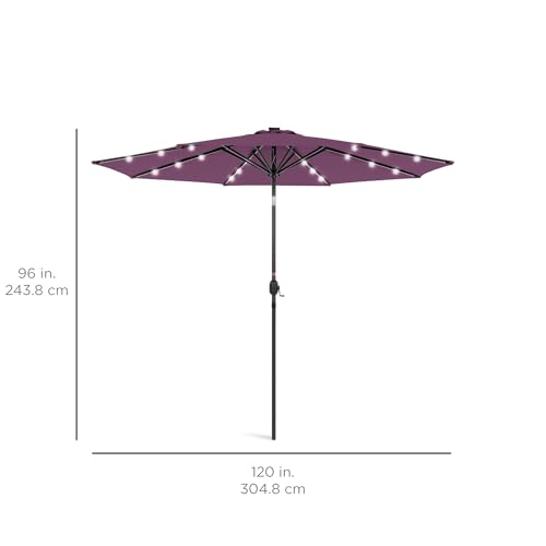 10ft Solar Polyester LED Lighted Patio Umbrella w