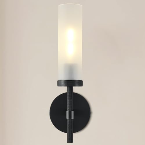 15" Hardwired Frosted Glass Bathroom Wall Sconces