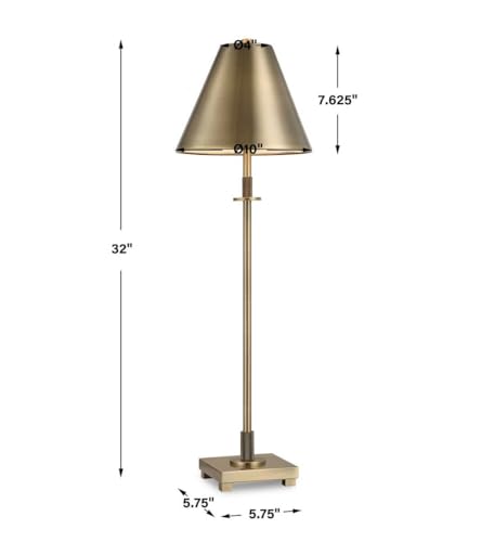 Nexum Antique Brass Modern Metal Buffet Table Lamp with Tapered Metal Shade