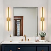 40 Inch Modern Gold Led Battery Operated Wall Sconce Set of Two with Remote (2 Count)