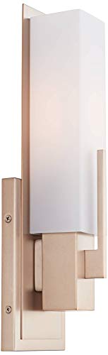 Midtown 15" High White Glass Burnished Brass Wall Sconce Light Fixture