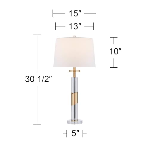 Alfred 30 1 2" Large Table Lamp Set of 2 Soft Brass Crystal Column (2 Count)