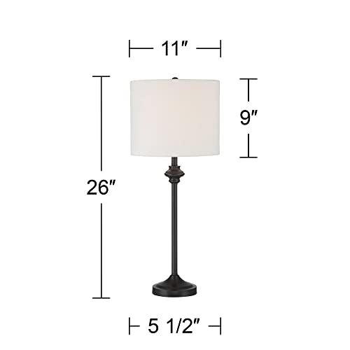 Lynn 26" Tall Buffet Table Lamps Set of 2 Black Metal Skinny Modern (2 Count)