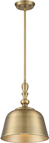 7-3751-1-322 Berg Farmhouse Contemporary Metal Pendant Ceiling Light, 1-Light 60 Watt, 14" H x 12" W, Warm Brass